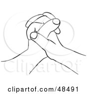 Poster, Art Print Of Pair Of Black And White Clasped Hand Outlines