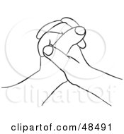 Royalty Free RF Clipart Illustration Of A Pair Of Black And White Clasped Hand Outlines