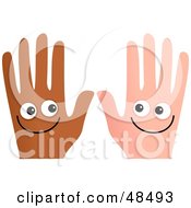 Royalty Free RF Clipart Illustration Of Two Happy And Different Hands Smiling