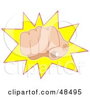 Royalty Free RF Clipart Illustration Of A Mad White Mans Hand Punching Outward