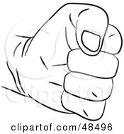 Royalty Free RF Clipart Illustration Of A Black And White Fisted Hand