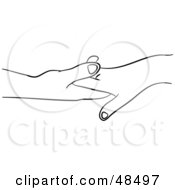 Royalty Free RF Clipart Illustration Of A Pair Of Black And White Touching Hands
