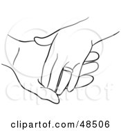 Poster, Art Print Of Black And White Outline Of Married Hands Touching