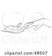 Royalty Free RF Clipart Illustration Of A Black And White Outline Of Hands Reaching