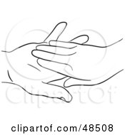 Poster, Art Print Of Black And White Outline Of Hands Touching