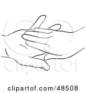 Royalty Free RF Clipart Illustration Of A Black And White Outline Of Hands Touching