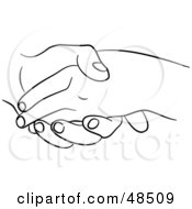Royalty Free RF Clipart Illustration Of A Black And White Outline Of Hands Holding Or Shaking
