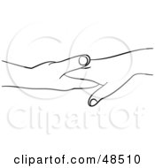 Royalty Free RF Clipart Illustration Of A Pair Of Black And White Hands Touching