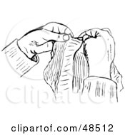 Royalty Free RF Clipart Illustration Of A Black And White Sketch Of Stitching Hands