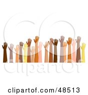 Poster, Art Print Of Raised Hands Of Different Ethnic Backgrounds