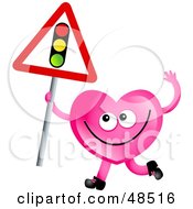 Poster, Art Print Of Pink Love Heart Holding A Traffic Light Sign