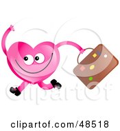 Poster, Art Print Of Pink Love Heart Running With Luggage