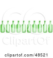 Royalty Free RF Clipart Illustration Of A Row Of Ten Green Glass Bottles by Prawny