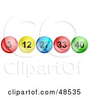 Row Of Shiny Lottery Balls With Numbers