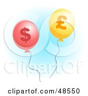Red And Yellow Pound And Dollar Inflation Balloons