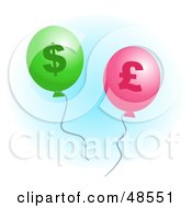 Green And Pink Pound And Dollar Inflation Balloons