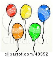 Royalty Free RF Clipart Illustration Of A Childs Drawing Of Party Balloons
