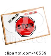 Royalty Free RF Clipart Illustration Of A Colored Stop Sign And Crayons