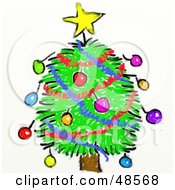 Royalty Free RF Clipart Illustration Of A Childs Drawing Of A Christmas Tree