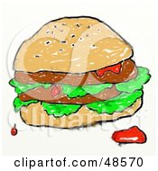 Poster, Art Print Of Childs Drawing Of A Messy Double Burger