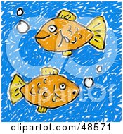 Poster, Art Print Of Childs Drawing Of Two Orange Fish
