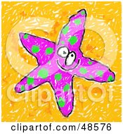 Royalty Free RF Clipart Illustration Of A Childs Drawing Of A Purple Starfish