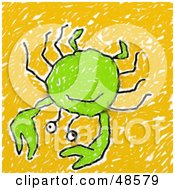 Poster, Art Print Of Childs Drawing Of A Green Crab