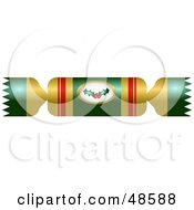 Poster, Art Print Of Gold And Green Christmas Cracker With A Holly Logo