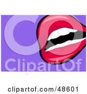 Royalty Free RF Clipart Illustration Of A Female Mouth On Purple