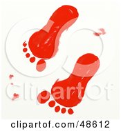 Royalty Free RF Clipart Illustration Of A Childs Drawing Of Red Foot Prints by Prawny