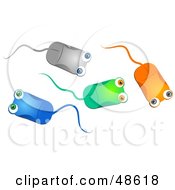 Royalty Free RF Clipart Illustration Of Colorful Computer Mice With Tails And Eyes