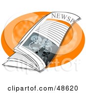 Poster, Art Print Of Royalty-Free Rf Clipart Illustration Of A Newspaper Resting On An Orange Table