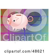 Poster, Art Print Of Pink Piggy Bank On A Colorful Tile Background