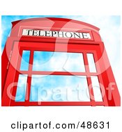 Red Telephone Booth Against A Blue Cloudy Sky