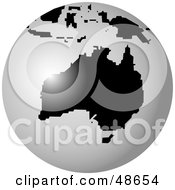 Royalty Free RF Clipart Illustration Of A White And Black Globe Featuring Australia by Prawny