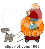 Funny Dog Pulling A Boy On A Big Pumpkin In A Wagon