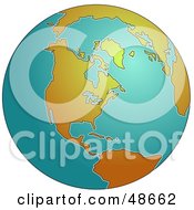 Royalty Free RF Clipart Illustration Of A Turquoise Globe With Orange Continents