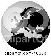 Poster, Art Print Of Black And White Globe Of Europe