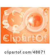 Royalty Free RF Clipart Illustration Of An Orange Globe Currency Background