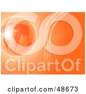 Royalty Free RF Clipart Illustration Of A Bright Orange Globe On A Background With Binary Waves by Prawny