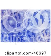 Poster, Art Print Of Blue Background Of Transparent Earth Bubbles