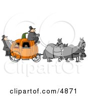 Horses Pulling People On A Pumpkin Carriage