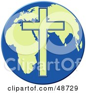 Poster, Art Print Of Yellow Cross Over A Blue And Yellow Globe