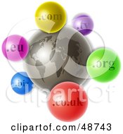 Poster, Art Print Of Gray World With Colorful Domain Extension Icons