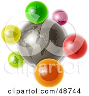Poster, Art Print Of Gray World With Colorful Fruit Icons