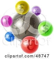 Poster, Art Print Of Gray World With Colorful Currency Icons