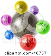 Royalty Free RF Clipart Illustration Of A Gray World With Colorful Nature Icons