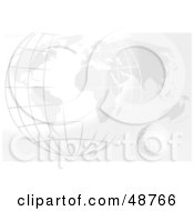 Royalty Free RF Clipart Illustration Of A White And Gray Background Of An Atlas And Wire Globe