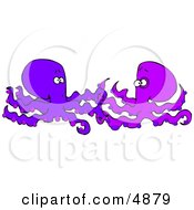 Two Foreign Octopuses Meeting Each Other Clipart