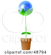 Poster, Art Print Of Potted Plant With A Blue Globe Bloom